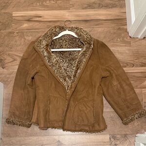 Yves Saint Laurent Tan Teddy Jacket with Faux Fur